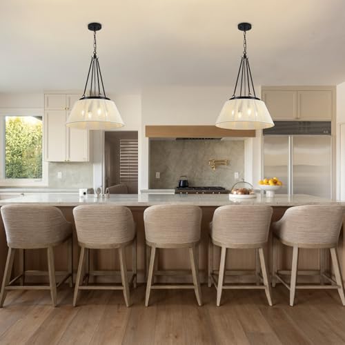 18.11 Inches Drum Chandeliers Boho Woven, 4Lights Boho Chandelier Cream White Hand-Woven Bohemian Pendant Light, Height Adjustable Rattan Bohemian Chandelier for Dining Room Kitchen Island - color: 18Inch-Rattan-Drum
