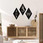 Sintuff 6 Pieces Gothic Wall Decor Boho Sun Moon Phases Wall Art Gothic Minimalist Stars Sun Hanging Wooden Home Decor Farmhouse Pediments for Gallery Living Bedroom Room(Boho) - style: Bohemian