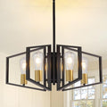 WJShome 4-Light Black and Gold Chandelier, Farmhouse Ceiling Light Fixtures, Dining Room Light Fixtures Over Table, Hanging Geometric Pendant Lights, for Kitchen Island, Bedroom, Foyer, Entryway - color: Black & Gold