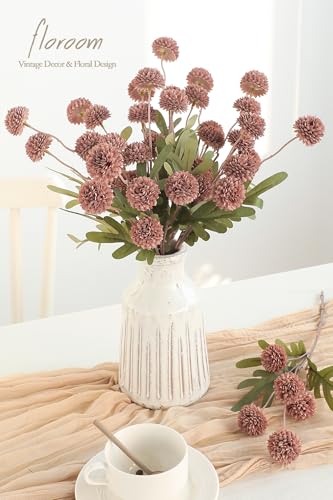 Floroom 5pcs Dusty Rose Faux Silk Mums Artificial Flowers, Bulk Fake Small Mini Chrysanthemums with Stems for DIY Wedding Centerpieces Floral Arrangements Vase Fillers Home Decorations - color: Dusty Rose, size: 5pcs