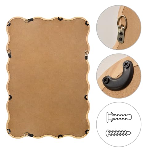 Bathroom Mirror for Wall,24x36 inch Large Irregular Wavy Wood Modern Boho Vanity Farmhouse Mirrors for Bedroom Living Room Entryway Hallway Fireplace - size: 36"L x 24"W