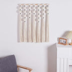 RUIZHIXUAN Macrame Wall Hanging Macrame Ball Wall Hangings Tapestry Cotton Textile Boho Wall Decor Art Bohemian headboard Handwoven 23.6" Wx30 L (white) - color: white