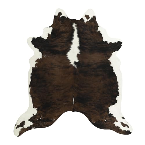 BENRON Premium Cowhide Rug, Faux Cow Hide Rugs for Living Room Bedroom, Cute Animal Hides and Skins for Kids Nursery Western Home Decor, Brown, White, 4.6 x 5.2ft - color: Rust Brown, size: 4'7" x 5'2" (Irregular)