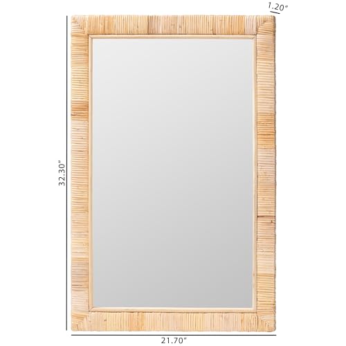 Bali & pari Lankston Bohemian Natural Rattan Rectangular Accent Wall Mirror