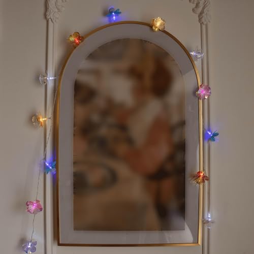 YOLIGHT Fiber Optic Flower String Lights Battery Operated with Timer, 6.5ft 10 LED Colorful Flower Garland Light Fairy Decor Lights for Room Table Wedding Christmas Easter Décor (Multi-Color) - color: Multicolor, size: 6.5ft
