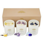 AvaConcept Healing Crystal Candle Gift Set – Set of 3 Citrine, Amethyst & Lazurite Hand-Poured Soy Wax French Vanilla, Lavender & Sea Salt Orchid Aromatherapy Scents 3.5oz Each | Premium Gift Box - size: 3.5oz, style: French Vanilla, Lavender & Sea Salt O