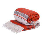 LYHome Merino Wool Blanket - Warm Throw for Cold Weather, Warmest Travel Outdoor Camping Blankets, Picnic Army and Military Throws, Comforter Soft & Cozy (55" x 79" Red with White Raindeers) - color: Red With White Raindeers