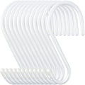 12 Pack 4-1/2 Inch White S Hooks for hanging, Large Vinyl Coated S Hangers Hooks Heavy Duty, Steel Metal Rubber Coated Closet Rod Hooks for Hanging Jeans Clothes Plant Pot Pan Cup Bathrooms Towel Robe - color: White