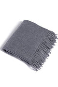 Fishers Finery 100% Pure Cashmere Fringe Throw, 445 GSM Weight, with Gift Box (Smoke Grey) - color: Smoke
