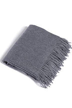 Fishers Finery 100% Pure Cashmere Fringe Throw, 445 GSM Weight, with Gift Box (Smoke Grey) - color: Smoke