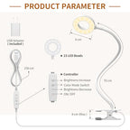 iZELL Book Light, Clip on Reading Light with Silicone Flexible Arm, Dimmable LED Lamparas Clamp on Workbench Desk for Studying Painting Crafting Drawing Makeup Nail Tech Puzzle Task - 27.6‘’ White - size: 27.6'' White