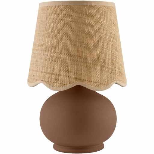 Benton Ceramic Table Lamp with Fabric Shade – 13" Bedside Accent Lamp for Bedroom, Living Room & Nightstand (Clay Brown) - color: Clay Brown