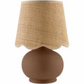 Benton Ceramic Table Lamp with Fabric Shade – 13" Bedside Accent Lamp for Bedroom, Living Room & Nightstand (Clay Brown) - color: Clay Brown