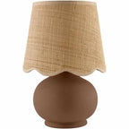 Benton Ceramic Table Lamp with Fabric Shade – 13" Bedside Accent Lamp for Bedroom, Living Room & Nightstand (Clay Brown) - color: Clay Brown