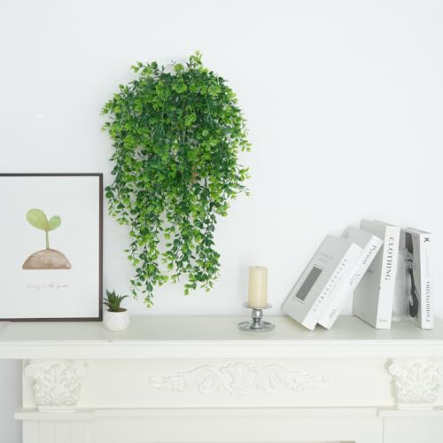 Artificial Hanging Plants 18 Pcs Fake Hanging Plant Faux Hanging Eucalyptus Plants UV Resistant Plastic Plants for Indoor Outdoor Room Wall Wedding Patio Porch Decor - color: Green