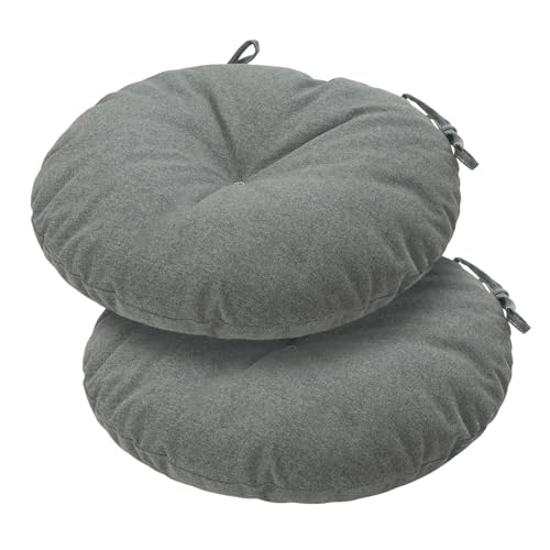 Bistro Chair Cushions 15 inch,Set of 2,Tufted Round Chair Cushions with Ties,15"x15"x4",Water Resistant Round Seat Cushion for Barstool Chairs,Patio Garden Kitchen Outdoor Furniture(Dark gray) - color: Dark Gray, size: 15"x15"