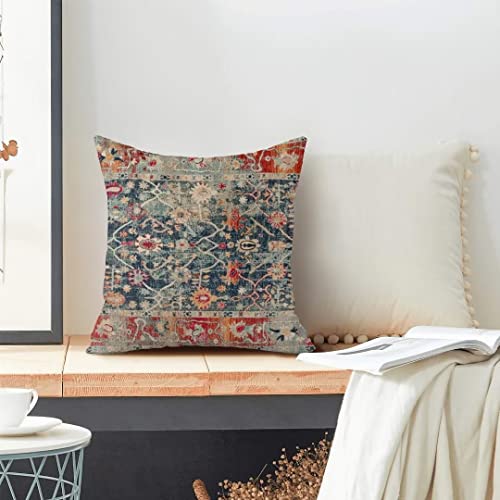AEIOAE Boho Vintage Retro Pillow Covers 18x18 Set of 2 Boho Colorful Style Decorative Throw Pillow Outdoor Linen Square Farmhouse Decor Cushion Cover for Home Couch Sofa - color: Colorful, size: 18" x 18" (Pack of 1)