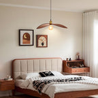 23.6" Wood Pendant Lights, Mid-Century Modern Natural Black Walnut Wood Pendant Light Fixture Hanging Lamp for Kitchen Island, Bedroom, Dining Room, Living Room, Nursery, Entryway, Foyer - size: 23.6" W x 8.3" H
