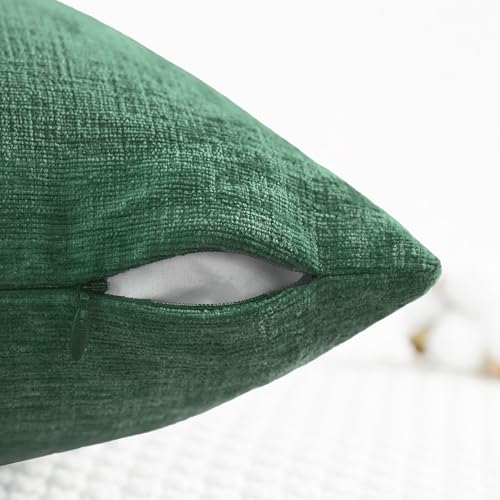 CaliTime Christmas Throw Pillow Covers Decorative 16 X 16 Inches Pack of 2 Cozy Chenille Cushion Cases for Couch Sofa Bed Living Room Home Dark Green - color: Dark Green, size: 16" x 16" (Pack of 2)