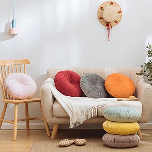 HLOVME Round Pillow Cushion for Couch Velvet Decorative Small Throw Pillow Solid Color for Living Room Bed Floor 15.7”, Navy Blue - color: Z02-navy Blue