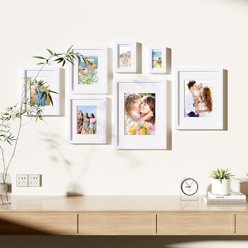 decorUhome 4x6 Picture Frame Set of 10, Display Photos 3.5x5 with Mat or 4x6 Unmatted for Picture Frames Collage Wall Decor, White - color: White, size: 4x6