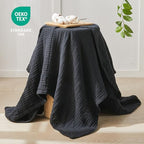 EMME Cotton Muslin Throw Blanket Couch Breathable Gauze Blanket Soft Lightweight Blankets Adults (Black, 50"x60") - color: 18 - Black, size: Throw (50" x 60")
