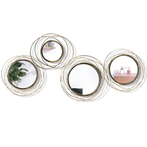 Hicarer 4 Pcs Decorative Wall Mirror Round Modern Circle Mounted Mirror Metal Wall Art Decor for Bedroom Living Room Entryway Dining Room Hallway (Bronze) - color: Bronze