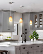 karyfine Art Glass Mini Pendant Lights for Kithen Island Blown Glass Pendant Lighting Shade with Brushed Nickel Finish 3Pack Hanging Pendant Light Kitchen Counter,Dining/Living Room Red Orange - color: Mixed Red Orange and Yellow -3Packs
