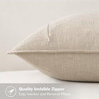 MIULEE Neutral Cream/Gray Linen Pillow Covers Pack of 4 Decorative Natural Solid Throw Pillow Covers Soft Accent Boho Farmhouse Couch Pillowcases Modern Home Decors for Living Room Bed Sofa 18x18 Inch