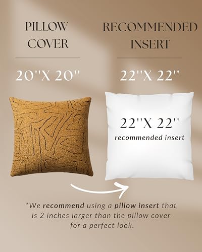 Throw Pillow Covers, Pack of 1 Woven Jacquard Cushion Covers for Sofas, Couches, Bed, Boho Home Decor, Cozy Soft and Comfortable Pillow Cases, Amorf, Mustard 20x20 Inch - color: Mustard, size: 20" x 20" (Pack of 1)