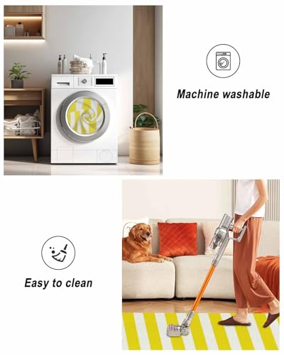 Yellow Stripes Kitchen Runner Rug 2'x4', Washable Woven Cotton Area Rug with Tassels Bathroom Hallway Rug, Farmhouse White Simple Vertical Striped Entryway Bedroom Rug Non Slip Throw Rug Carpet - color: Yellow, size: 2 x 4 ft