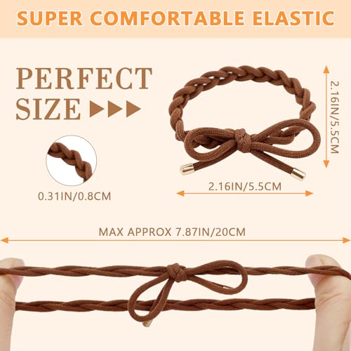 12 PCS Braided Hair Ties Bow Tie Hair Bracelets for Women Girls Elastic Hair Ties No Damage Ponytail Holders - color: Neutral