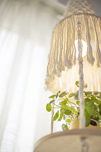 YKBU Macrame Plant Hanger Shelf Hanging Rope Shelf Indoor with Boho Lamp Shade 3 Tier Floating Round Shelves Decorative Shelf Flower Pot Holder Planter Display Rack Boho Home Decor-1 Set - color: Cream