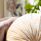 SAFAVIEH Home Caramia Cream Button Tufted 15-inch Round Decorative Pillow - color: Cream