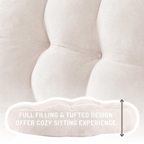 Meditation Floor Pillow Set of 2, Round Large Pillows Seating for Adults, Tufted Corduroy Cushion for Living Room Tatami, Beige 22 Inch - color: Round | Beige | 2 Pack, size: 2 Pack