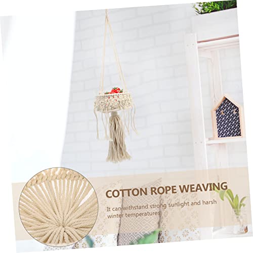 ORFOFE Craftsmanship Basket Organizer Woven Plant Pot Decorative Plant Container Bohemian Style Storage Basket