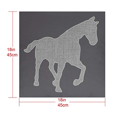 Horse Pillow Case Decorative Cotton Linen Embroidered Cushions Covers 18x18 Inches (Grey) … - color: Horse-grey