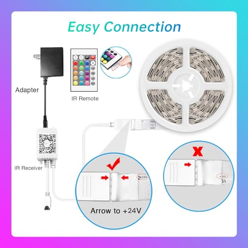 TJOY 50ft Bluetooth LED Strip Lights, Music Sync 5050 LED Light Strip RGB Color Changing LED Lights Strip with Phone Remote, LED Lights for Bedroom Kitchen TV Party TIKTOK DIY (APP+Remote +Mic) - size: 50 ft
