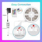 TJOY 50ft Bluetooth LED Strip Lights, Music Sync 5050 LED Light Strip RGB Color Changing LED Lights Strip with Phone Remote, LED Lights for Bedroom Kitchen TV Party TIKTOK DIY (APP+Remote +Mic) - size: 50 ft