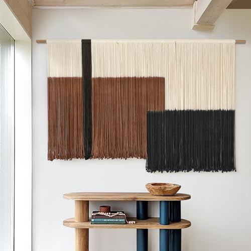 Macrame Wall Hanging Large Dip Dye Tapestry Fiber Wall Art Boho Bedroom Décor 57''W*35''L - color: Brown