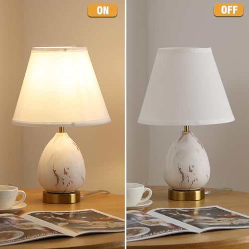 Modern Ceramic Table Lamps Set of 2 for Nightstand, Touch Dimmable Small Bedroom Lamp for Night Stands, Living Room, Kids Room (Gold of 2 Pack) - color: Gold of 2 Pack