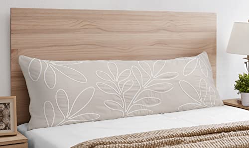 Sweet Jojo Designs Boho Botanical Leaf Body Pillow Case Cover (Pillow Not Included) - Gender Neutral Ivory Cream Beige Tan Off White Taupe Linen Woodland Farmhouse Floral Leaves Bohemian Garden - color: Linen Leaf