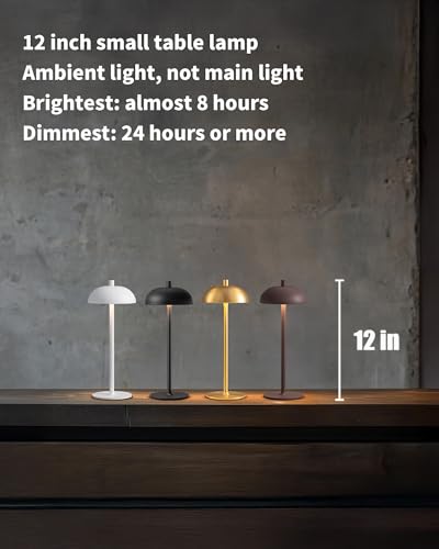 Cordless LED 12" Small Table Lamps Set of 2, Modern Portable Desk Lamp, 3 Color Dimming Rechargeable Battery Lights for Bedroom, Outdoor, Restaurant, Bedside, Baby Night Light, Gifts (Black) - color: H12" Black (2 Pack)