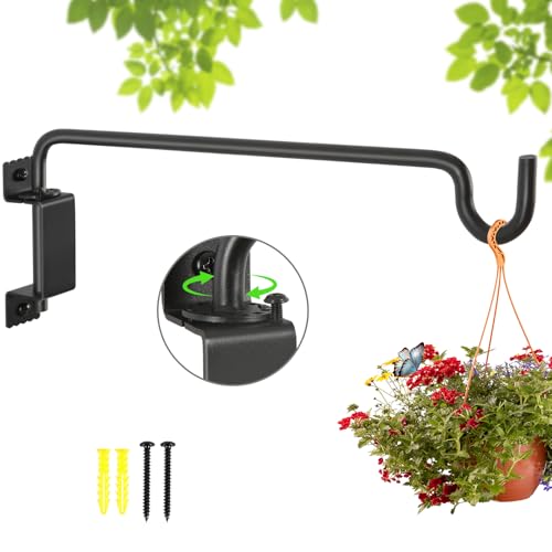 AILIN YELOKIE 16" 360° Swivel Plant Hanger (4-Pack) - Heavy Duty Solid Steel Wall Hook, 12-Directional Adjustable for Bird Feeders, Outdoor/Indoor Plants, Garden & Patio, Rust-Resistant Black - color: Black, size: 16in-4U-Swivel