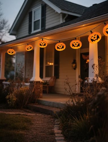 8.5Ft LED Halloween Lights Pumpkin String Lights with 10 Smiling Jack O Lantern Pumpkin Lights, Orange Jack O Lantern for Home Party Yard Porch Indoor Outdoor Decor Halloween Decorations - color: Smiling Pumpkin