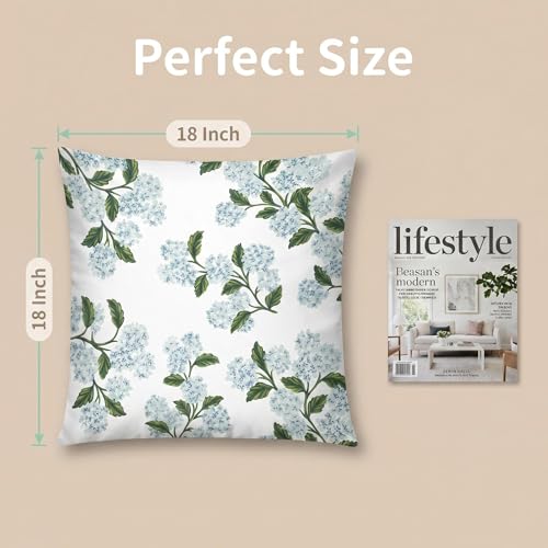 COMMINY Green Flower Pillow Covers 18x18 Inch Set of 6, Farmhouse Floral Throw Pillow Case for Couch Sofa Bed Decor, Spring Summer Pillow Covers, Indoor Decorative Cushion Cover - color: Green Flower, size: 18" x 18" (Pack of 6)