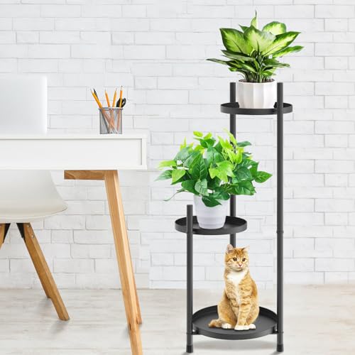 3 Tier Plant Stand Indoor Tall, Black Metal Corner Plant Stands for Indoor Multiple Plants, Flower Pot Stands Outdoor Holders Plant Shelf Display Rack for Garden Balcony Patio Living Room - color: 3 Tier-Black-A