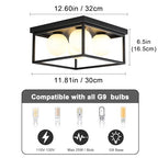 Flush Mount Ceiling Light, 12.6” Close to Ceiling Light Fixtures with Globe Glass Shade, 4-Light Black Ceiling Light Fixture for Bedroom Kitchen Hallway Living Room Dining Room Entryway - color: 4 Light Black