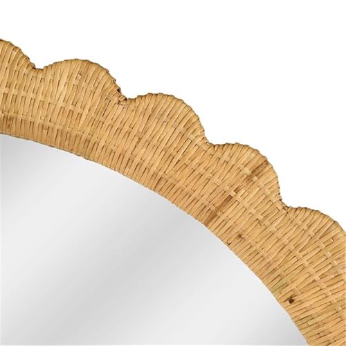 Pemberly Row Jumbo Arched Wall Mirror, Handwoven Natural Rattan Frame, Contemporary Design, 48" W x 79" H, Coastal Style Floor Mirror for Entryways, Bedrooms, or Living Spaces