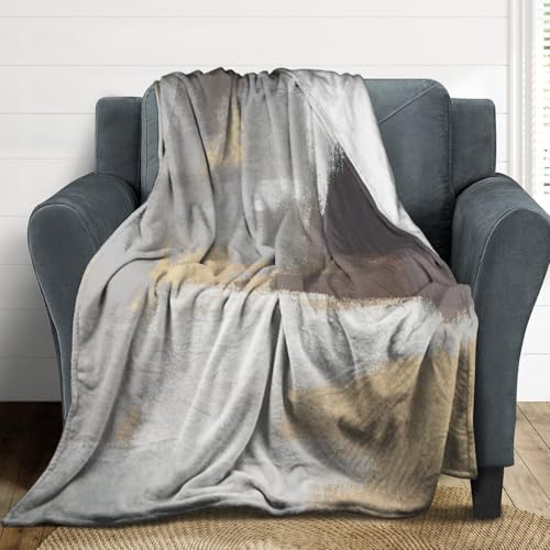 Fashion Gradient Blanket, Modern Abstract Baroque Grey Glod Painting Strokes Pattern Soft Warm Cozy Plush Flannel Covers for Livingroom Bedroom Couch Chair Camping Travel Home Decor Tapestry 30x40in - color: Abstract-13, size: 30W" x 40L"